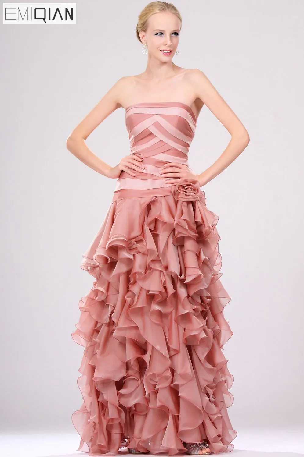 Бесплатная доставка Новое Стильное потрясающее вечернее платье без бретелек с