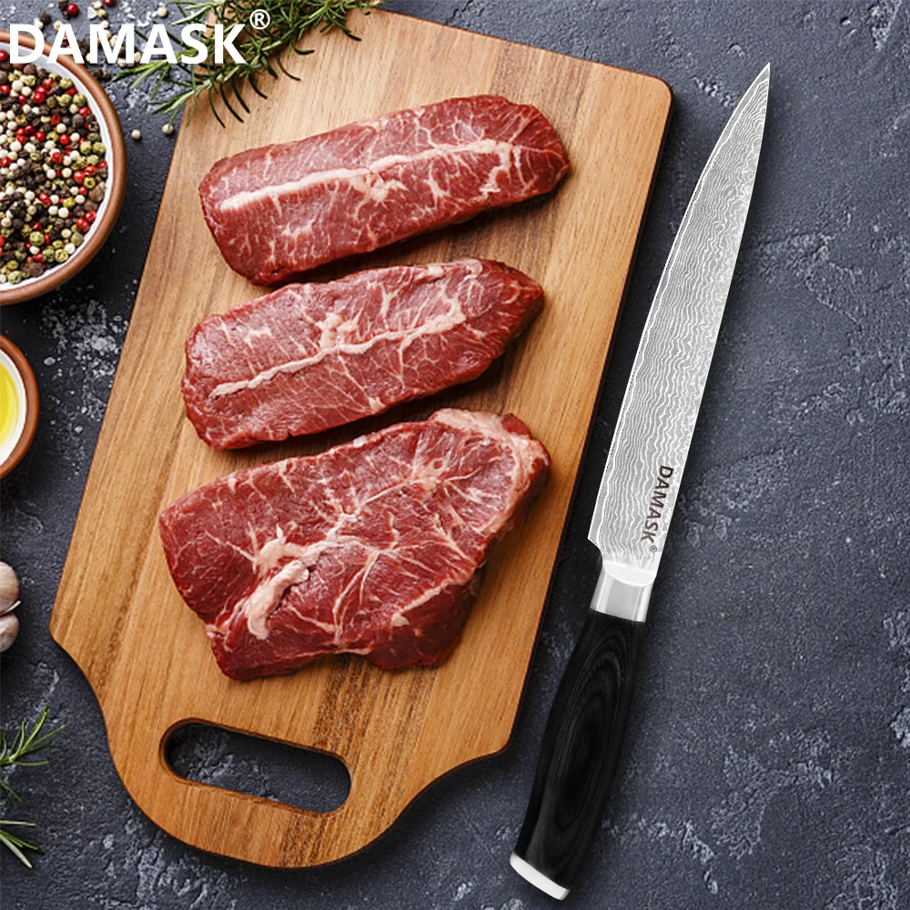 Damask VG10 дамасский стальной кухонный нож сантоку острый приспособление для