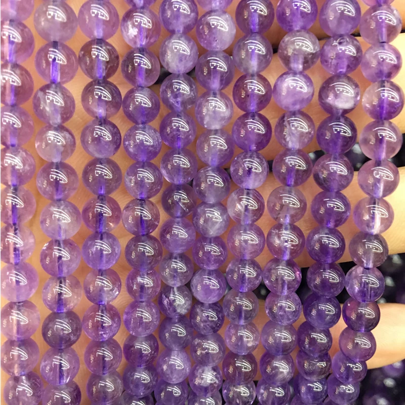 

A + натуральный камень аметист, круглые шарики для изготовления ювелирных изделий, 4, 6, 8, 10, 12 мм, фиолетовый прозрачный бисер, сделай сам, брас...