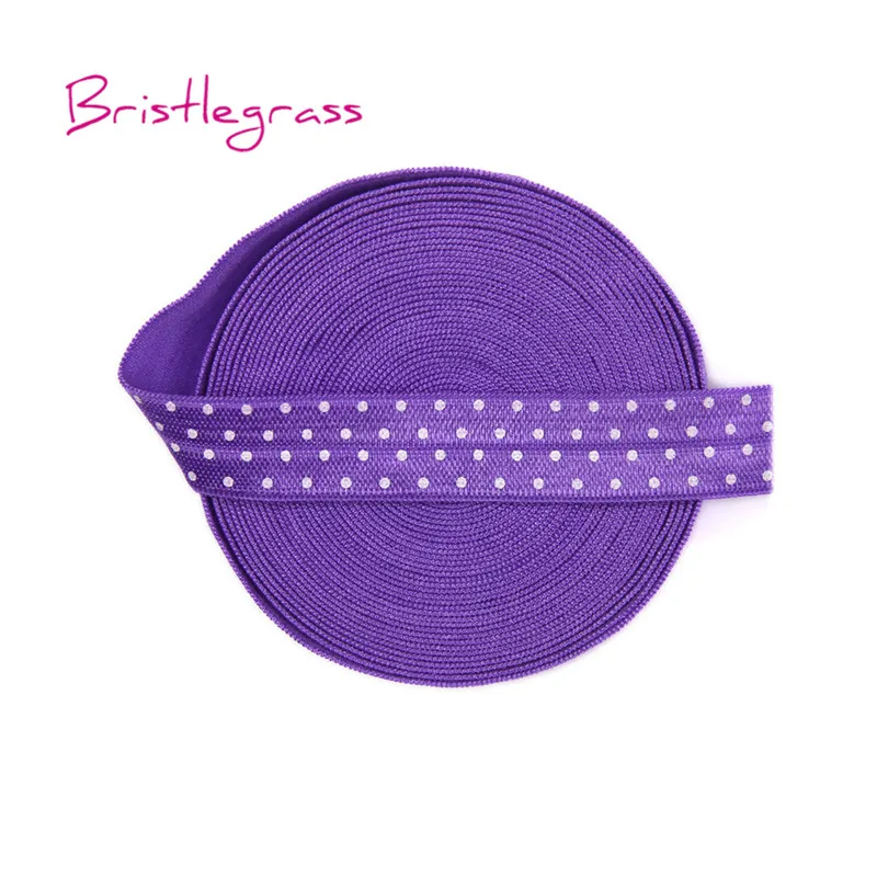 Purple BRISTLEGRASS 5 ярдов 5/" 15 мм узор в горошек Блестящий складывающийся за резинки враг повязка из спандекса волос галстук платье с повязкой кружево отделка Шитье - Цвет: Purple