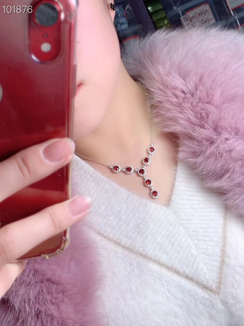 Ожерелье из натурального красного граната ожерелье с подвеской драгоценного