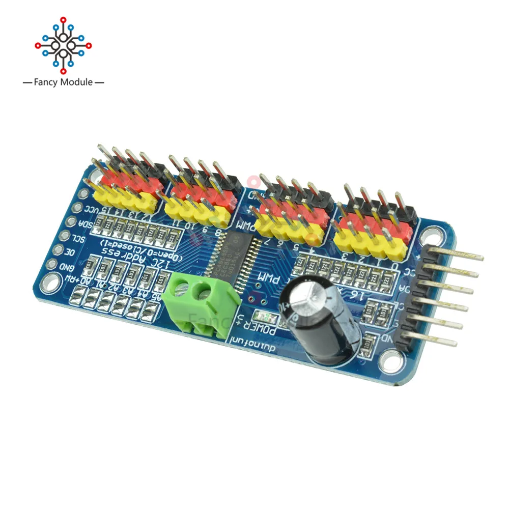 Модуль сервопривода I2C PCA9685 для Arduino Raspberry Pi 12-битный ШИМ-робот с сервоэкраном 5-10 В