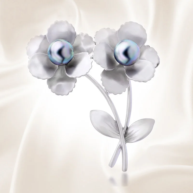 Изысканная Посеребренная Брошь с искусственным жемчугом заколка на шарф