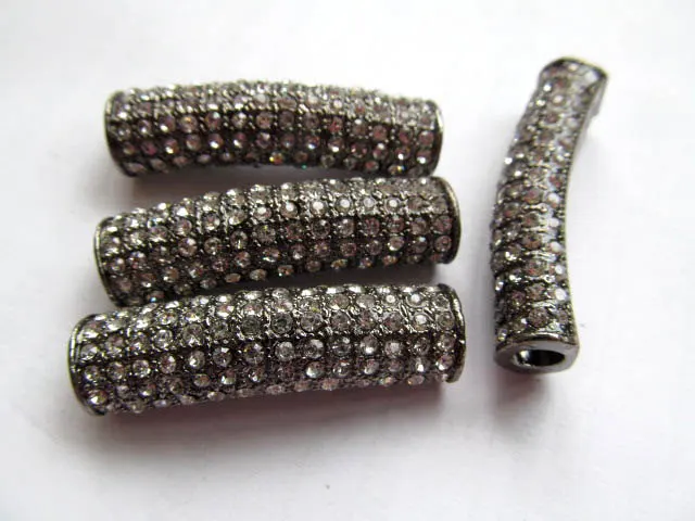 

high quality 12pcs 10x25mm Vintage Rhinestone Brass Cubic Zirconia Connector ,Bar Tube Silver Gold gunmetal Bracelet finding
