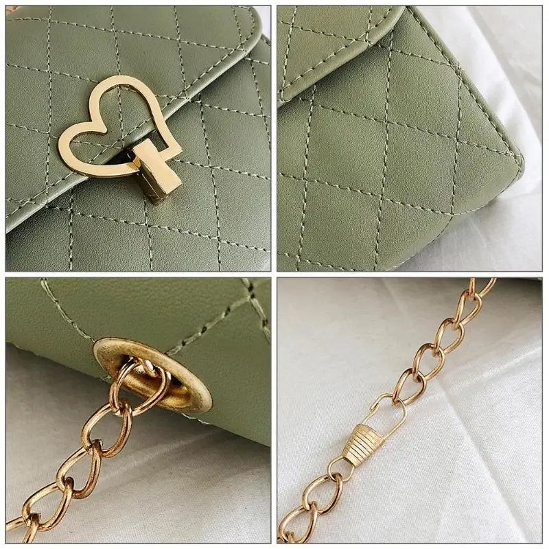 

Lattice Chain Shoulder Messenger Handbags Leather Women Flap Bags Small incense wind chain Lozenge Shoulder bag Lock Stereotypes
