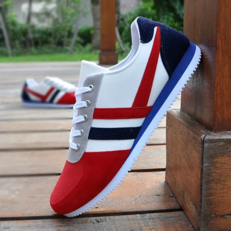 red shoes casual Мужская повседневная обувь; модные Прогулочные кроссовки на шнуровке; Мужская парусиновая обувь на плоской подошве; удобная дышащая обувь в горошек; Tenis Masculino Zapatos - Цвет: red shoes casual