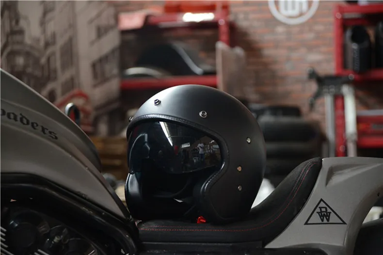AMZ 1938 с открытым лицом Половина мото rcycle шлем внутренние солнцезащитные очки винтажные Ретро мото rbike шлемы скутер Чоппер мото гоночные шлемы
