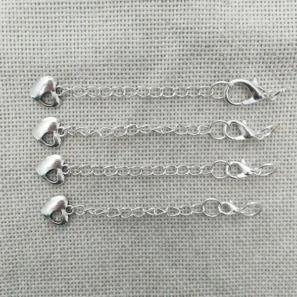 10mm lobster silver Расширенный удлинительные цепочки Поворотный замок-Карабин Крюк кольца с цепочкой ленточки шнурок для Подвески Выводы лист свободно свисающий кулон Подвески металлический комплект - Цвет: 10mm lobster silver