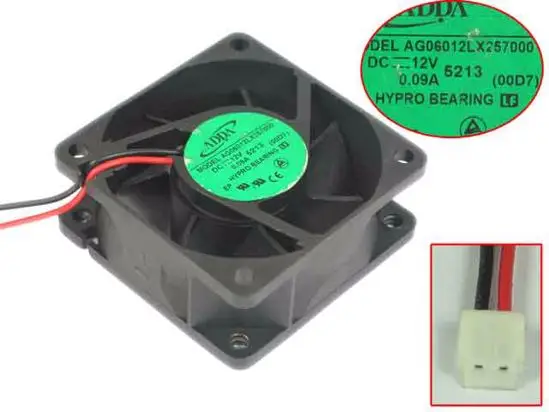 

ADDA AG06012LX257000 DC 12V 0.09A 60x60x25mm 2-wire Server Cooling Fan