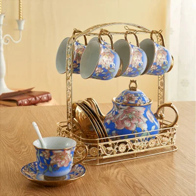 6Pcs 1Set Британская Высококачественная чайная чашка и блюдце, Европейский набор керамических кофейных чашек цвета слоновой кости, Керамическая Современная фарфоровая чашка для подарков - Цвет: 6Pcs 1Set