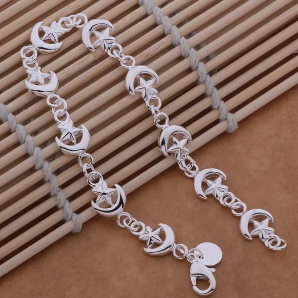 Модный посеребренный браслет с Луной и звездами красивые ювелирные изделия