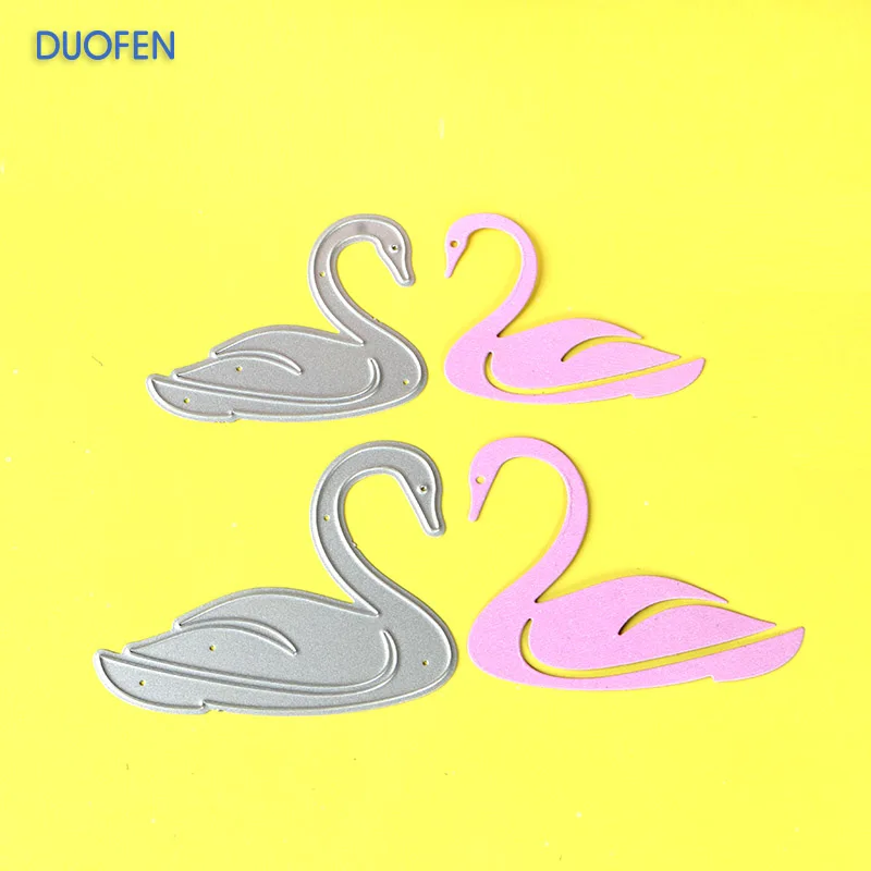 DUOFEN металлические режущие штампы 050019LS 2 шт. swans полый трафарет для тиснения DIY