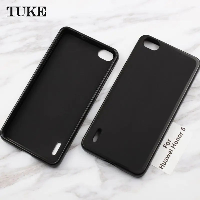 Черный Чехол TUKE для huawei Honor 6, мягкий силиконовый чехол для huawei Honor 6, ударопрочный чехол для задней панели телефона, защитный чехол, кожаная сумка - Цвет: Черный