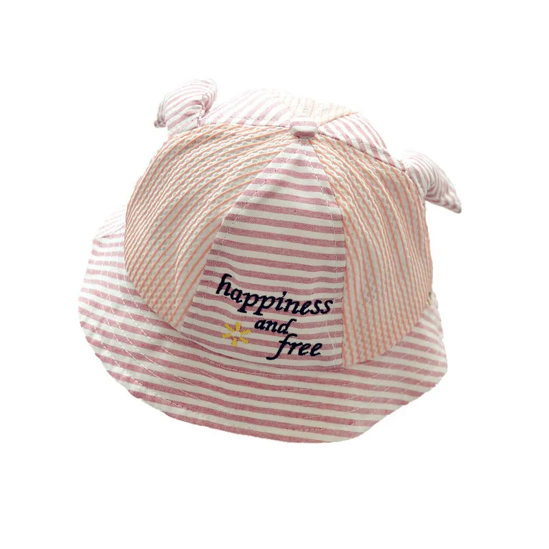 HOT 1-3 years old letters striped baby Boy girl hat kid ears fisherman children summer outdoor shade net cap 2MZ49 | Детская одежда и