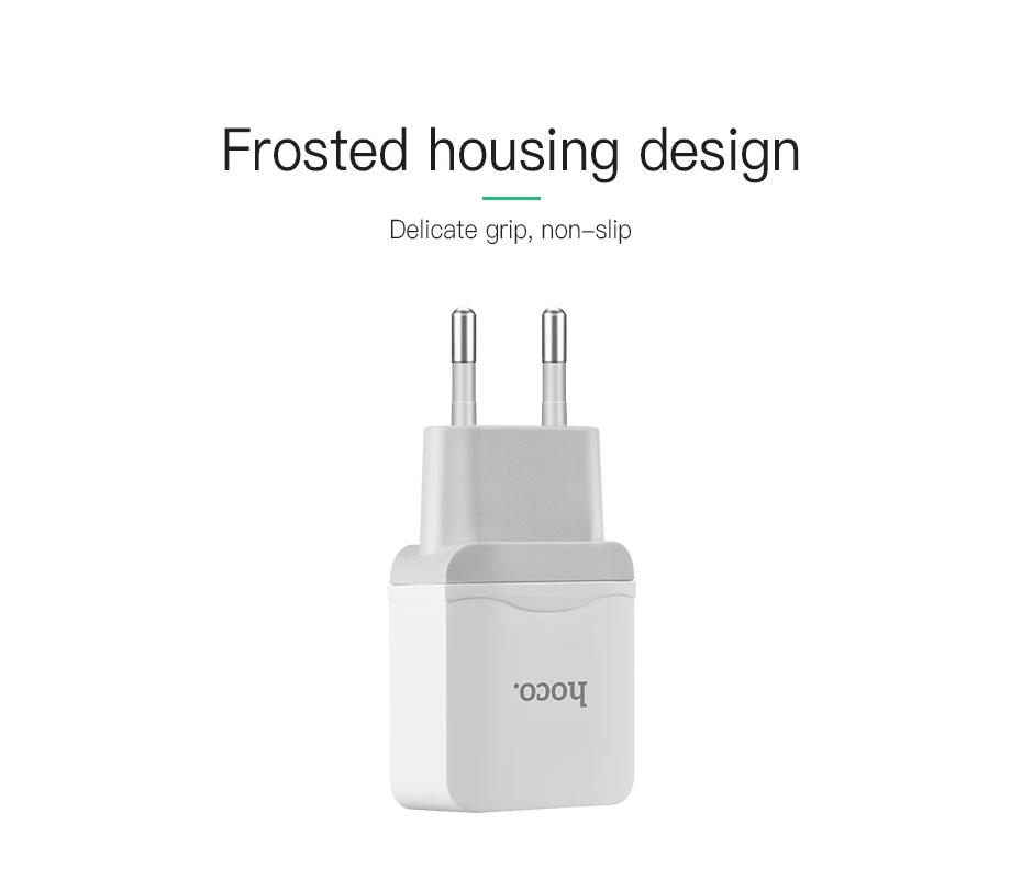 HOCO 5V2. 4A универсальное настенное зарядное устройство с двумя usb-портами, с европейской вилкой, портативное зарядное устройство для iPhone, samsung, xiaomi mi 8, oneplus, зарядное устройство для путешествий