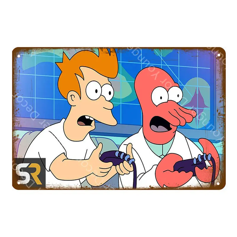 YD6312E Futurama Comics винтажные металлические знаки, плакат, настенная наклейка, декоративная тарелка для комнаты, мультяшная табличка, домашний декор, настенная живопись - Цвет: YD6312E