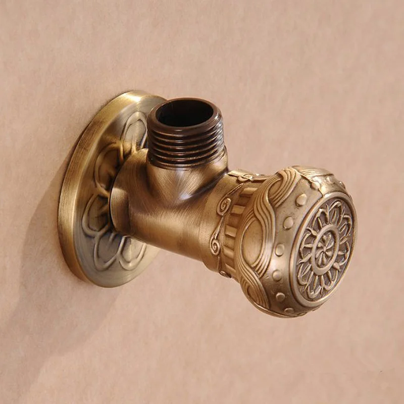bakala hot sale antique brass fine arts pattern triangle valve bathroom accessory 12 threads 12 brass angle valves free global shipping
