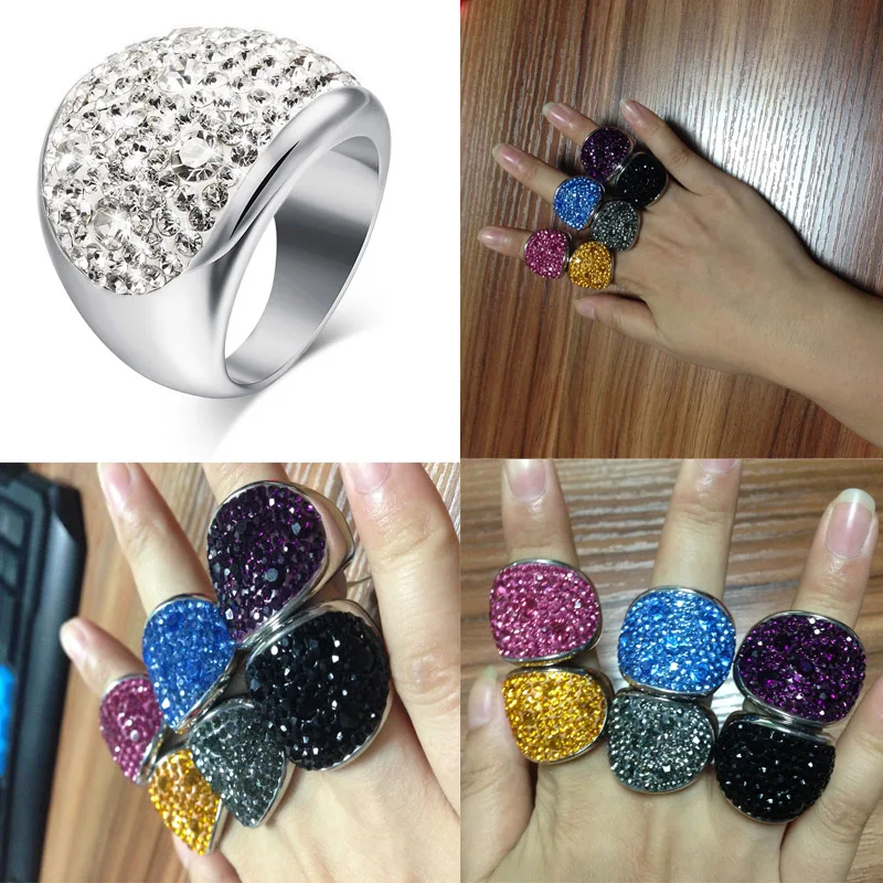 Vnox Роскошный Кристалл Кольца для Для женщин Нержавеющая сталь свадебные Best друг