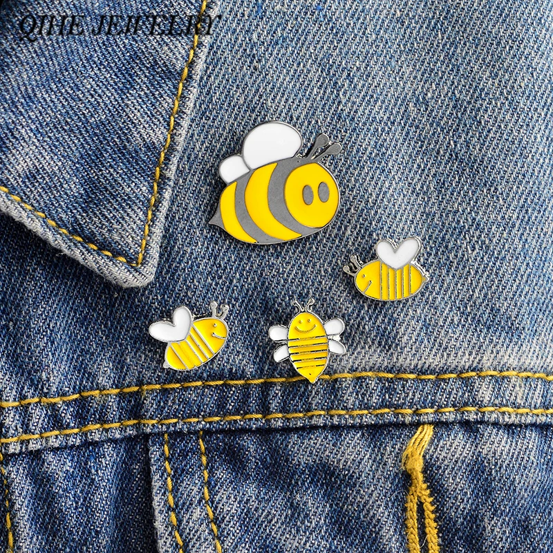 QIHE ювелирные изделия Мёд пчелы pin семьи милые Мультяшные Броши пчела значки