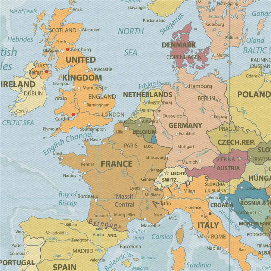 Цветная Настенная Наклейка на стену с картой Европы домашний декор постер для