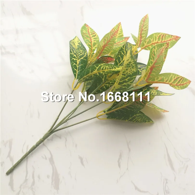 10 шт. искусственные пестрые листья кротон растение пластик зелень для дома