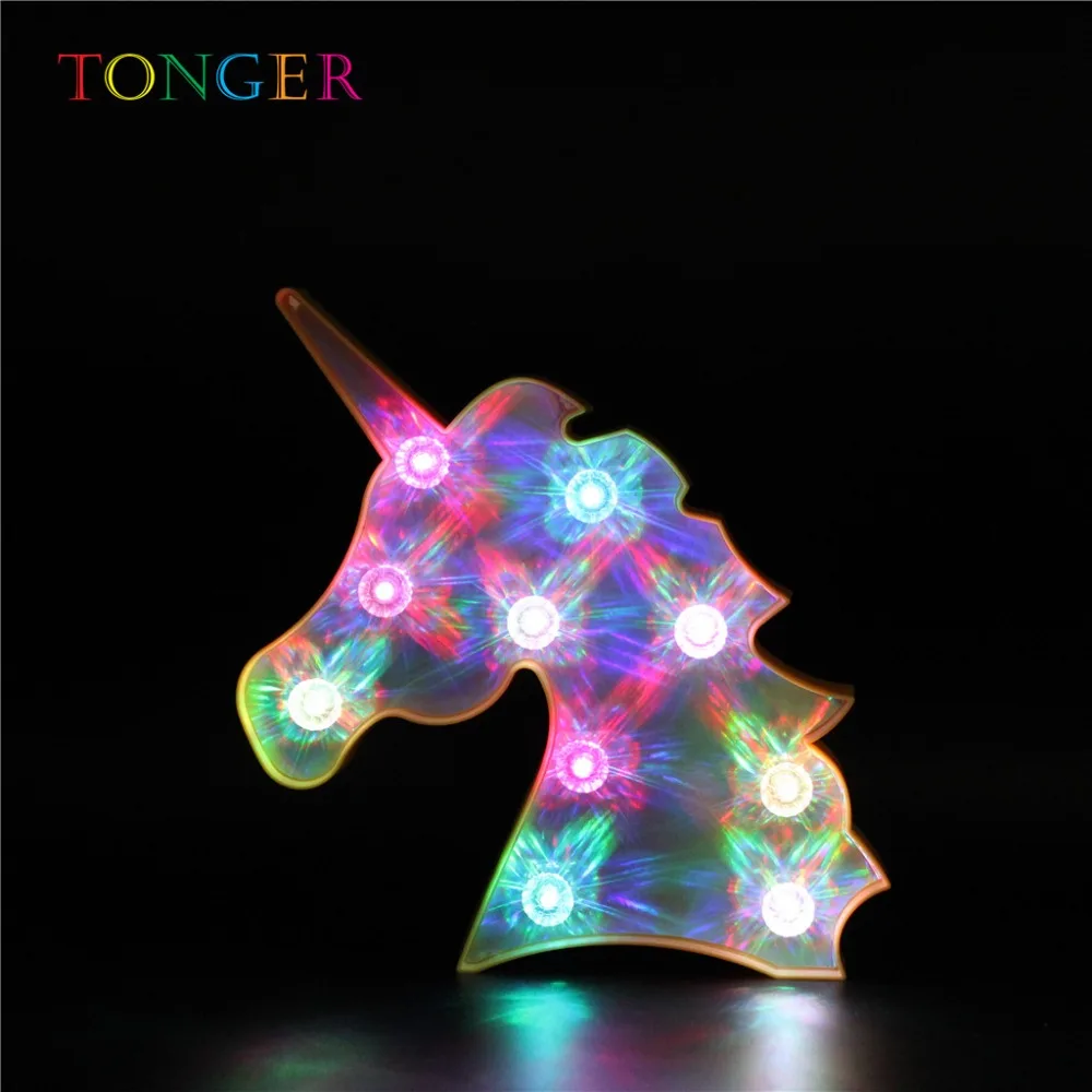 TONGER Led ночник Единорог вечеринка 3D романы в форме животного настольная лампа