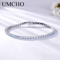 umcho genuine 925 sterling silver jewelry created sky blue topaz gemstone bracelet for women birthstone wedding party jewelry