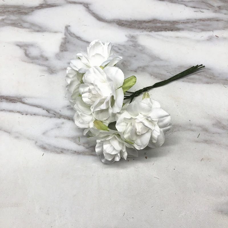 white YOOROMER 6 шт. шелк вишня искусственный Маковый Букет DIY ручной работы тату венок скрапбук свадебное украшение ручной работы поддельный цветок - Цвет: white