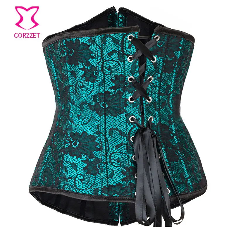 Зеленые атласные черные цветочные кружевные накладные сексуальные корсеты и