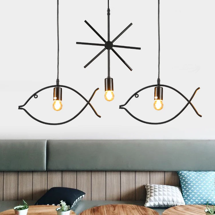 Скандинавские старинные черное железо Искусство Лампы Бар Творческие украшения