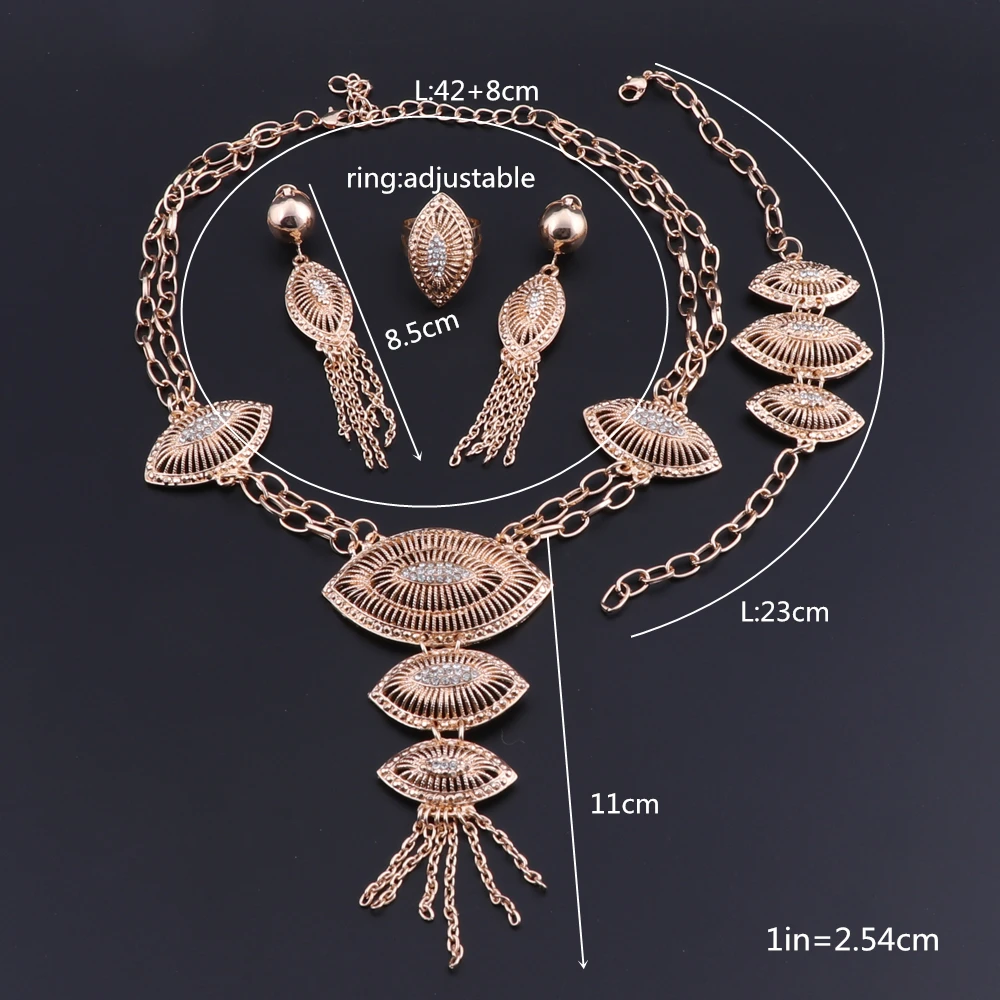 

Fashion Wedding African Beads Jewelry Sets Dubai Gold Color Necklace Earring Sets Costume Romantic 2018 New Design