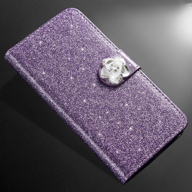Purple Camellia ZOKTEEC Высокое качество Горячая Распродажа Модный сверкающий чехол для HOMTOM S16 HT7 HT17 HT27 HT30 HT37 Чехол-книжка с бумажником - Цвет: Purple Camellia