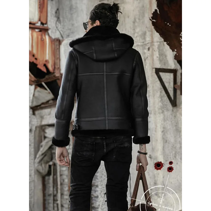 B3 Мужская овчинная куртка с капюшоном оригинальная Летающая мужское меховое