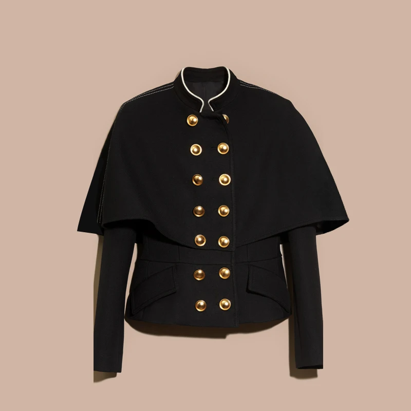 Пальто с карманами на пуговицах сезон осень зима модная куртка в европейском