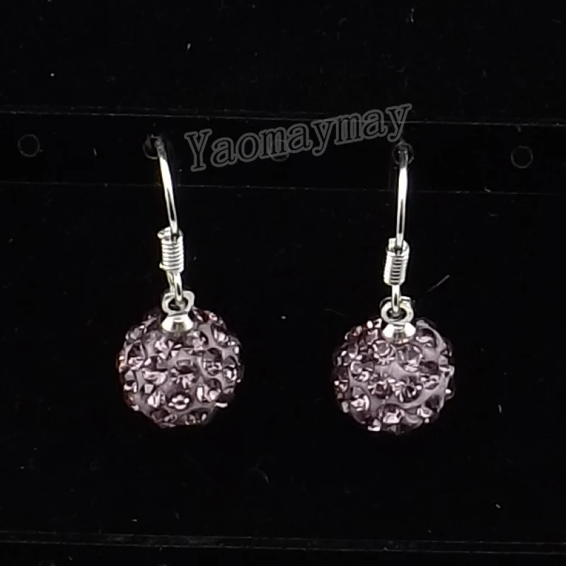 

24 Pairs Cheap Light Purple Crystal Drop Earrings For Women Free Shipping