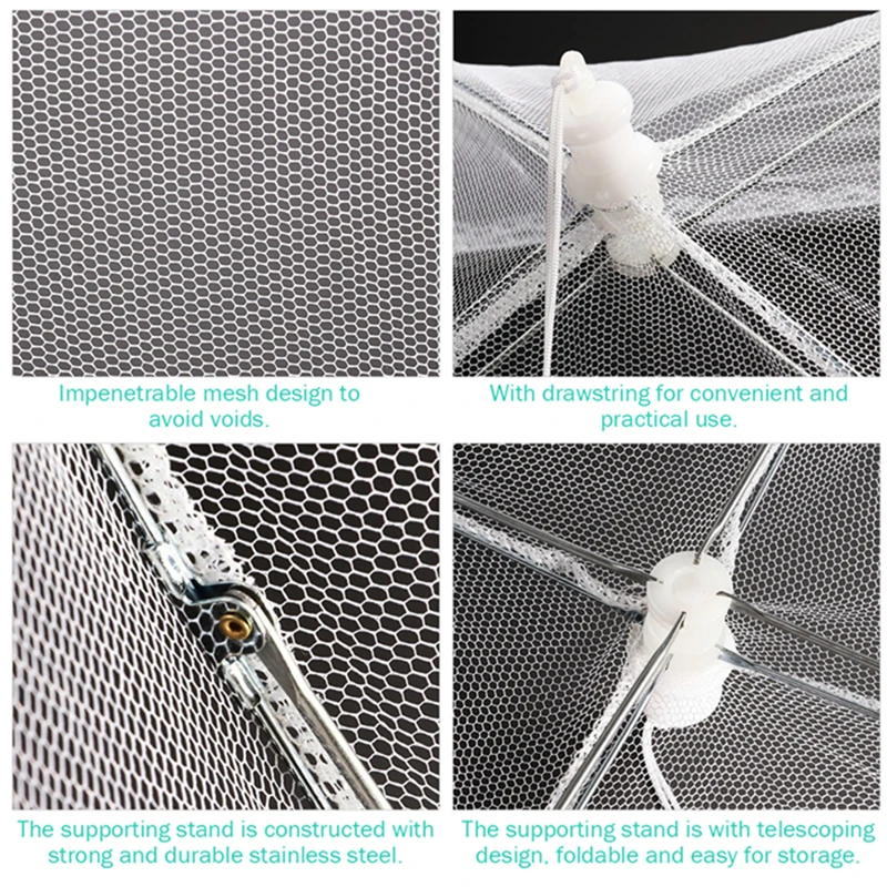 6pcs Large Pop-Up Mesh Screen Food Cover Tent Umbrella Reusable and Collapsible Outdoor Picnic Covers Net | Дом и сад