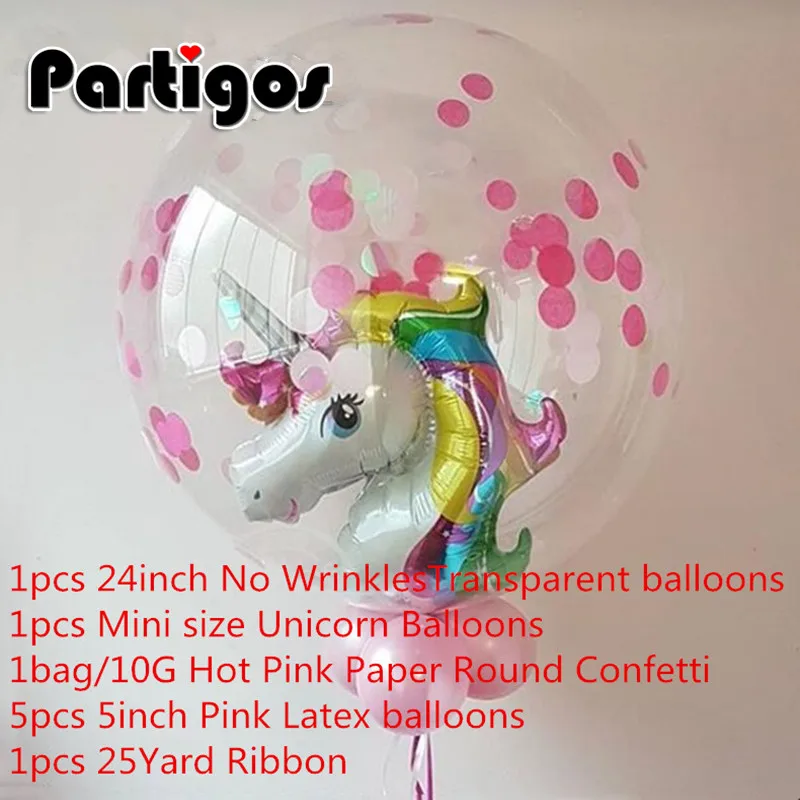1set unicorn 24 дюйма 36 дюймов светящийся светодиодный шар, прозрачные круглые декоративные пузырьки, декор для дня рождения, свадьбы, светодиодный шар, Рождественский подарок - Цвет: 1set unicorn