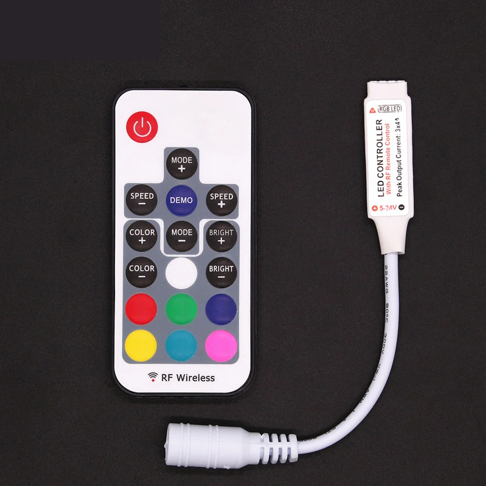 DC 5 V 24 светодиодный RGB Управление мини 17Key RF Беспроводной дистанционного с 4Pin