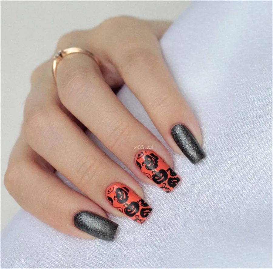 BORN красивый круглый дизайн ногтей штамп шаблон 5 см Хэллоуин Тыква штамповки