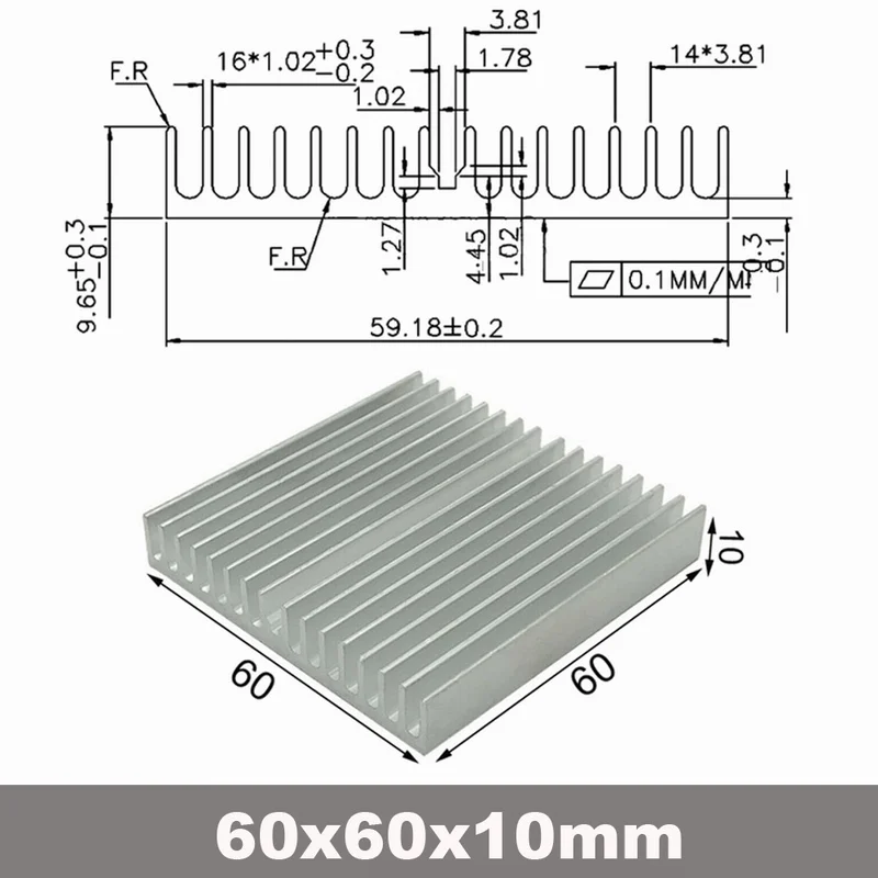 60x60x10mm Silver 2 шт. Gdstime кулер аксессуары 40 мм радиатор 40x40x20 мм IC Радиатор алюминиевое охлаждающее ребро вентилятор 28 мм 40 мм 100 мм 150 мм радиаторы - Цвет лезвия: 60x60x10mm Silver