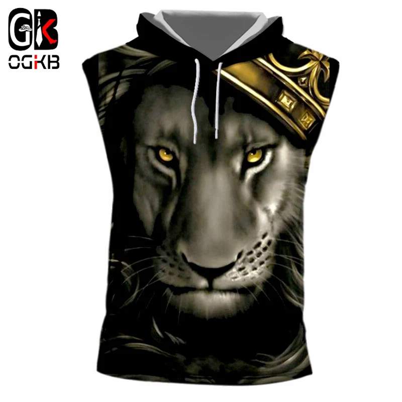 OGKB Crown Lion King 3D мужская майка с капюшоном женские в стиле хип хоп панк для