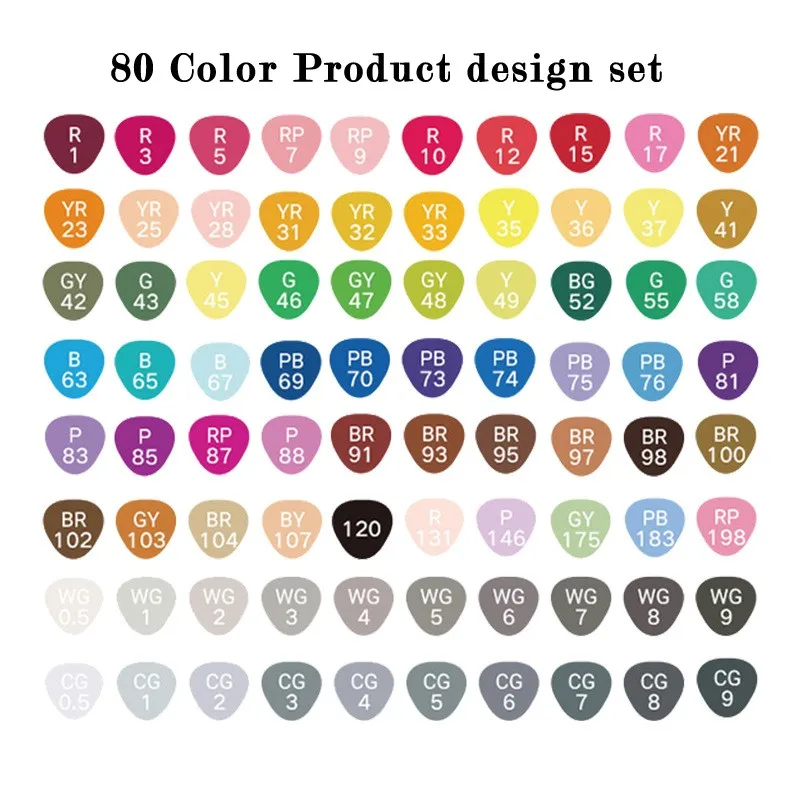 80 colors Product 30/40/60/80/168 Цвета маркерных ручек спиртовой основе Маркеры Ручка двойной головкой маркер для рисования кисть для рисования манга дизайн художественный маркер - Цвет: 80 colors Product