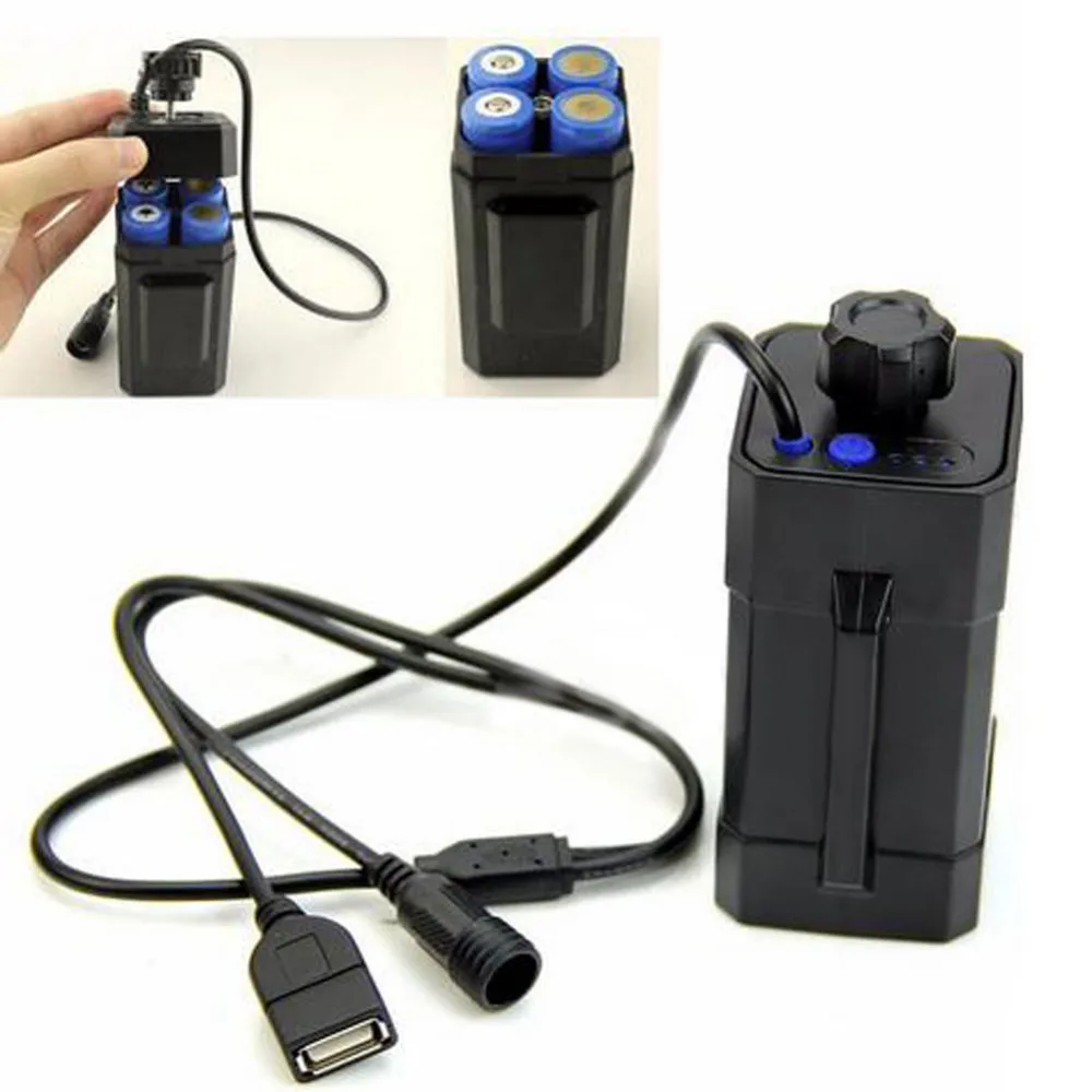 DC & USB Stecker 4x18650 Wasser Batterie Pack Box Fall Haus Abdeckung für Fahrrad Licht Scheinwerfer Kostenloser versand
