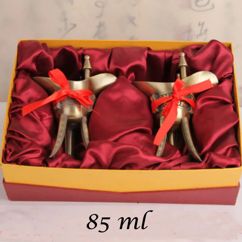 85ml 2 pcs Свадебный праздник вина чашки античная бронза медный сплав Кубок Древний китайский император питьевой кружка подарки стакан для ликера - Цвет: 85ml 2 pcs