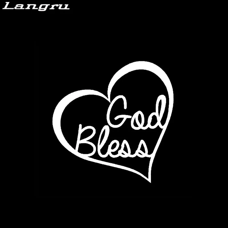 Langru God Bless Heart Vinyl Наклейка на машину мотоцикл графические наклейки автомобильный