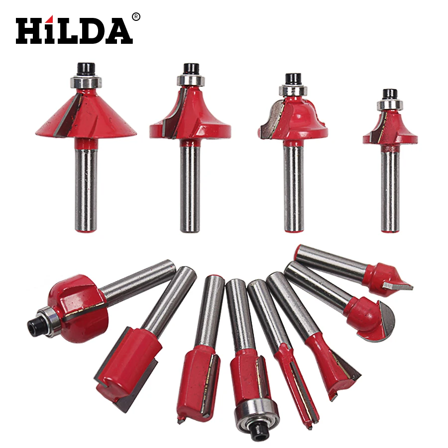 HILDA 12 шт. набор фрез для фрезерования 8 мм резки древесины с прямым хвостовиком