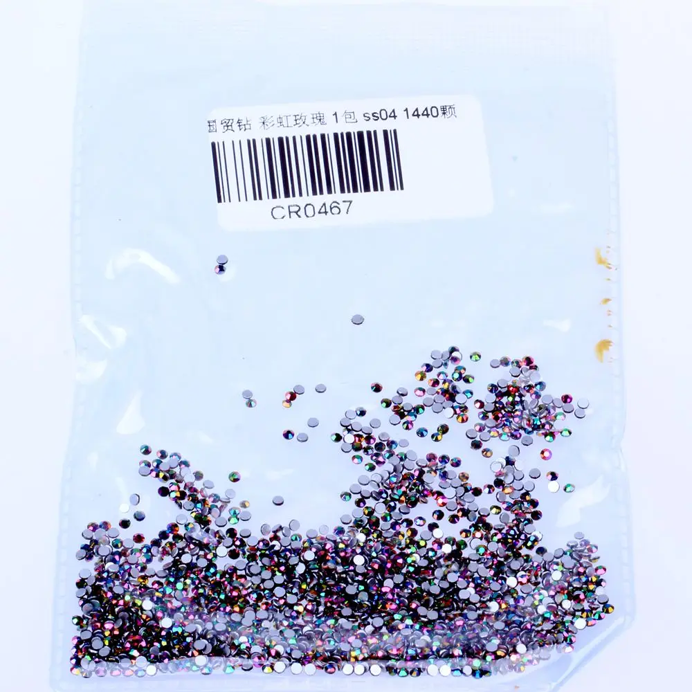 SS4 1440PCS Золотые радужные SS3-SS30 и смешанные размеры Стразы для художественное оформление ногтей плоский с оборота клей на стразы камни DIY ремесла одежды - Цвет: SS4 1440PCS