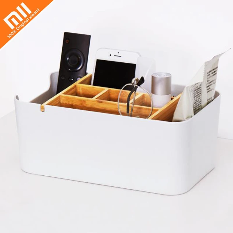 Оригинальный Xiaomi бамбуковая коробка для хранения канцтоваров контейнер макияжа