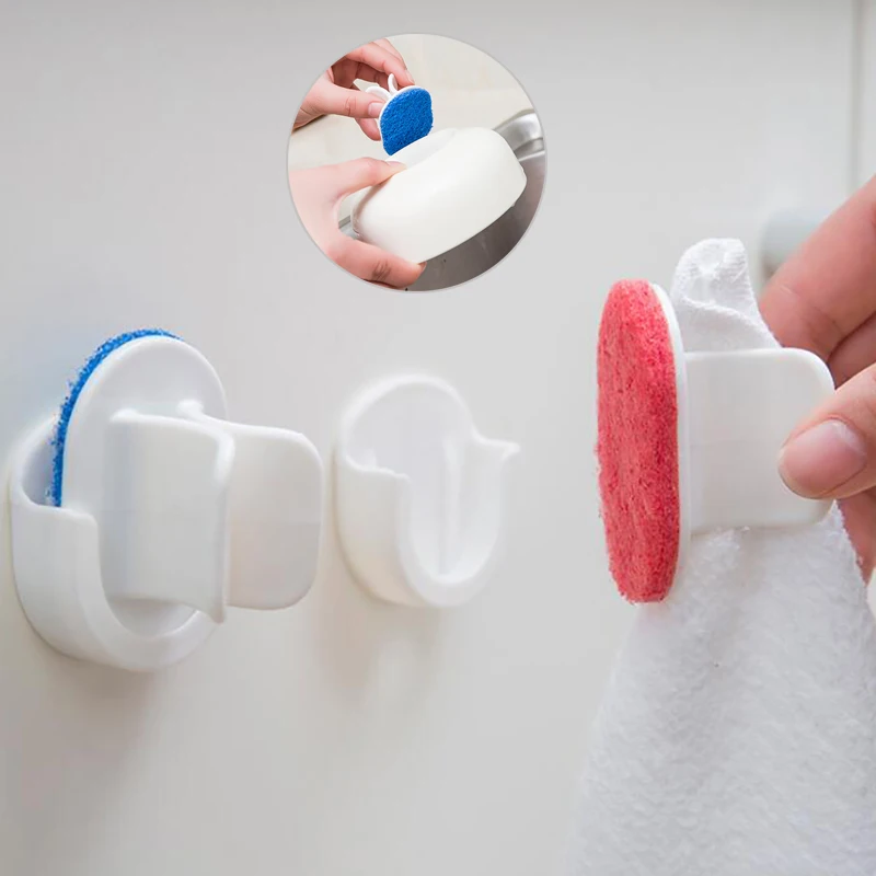 1PC Plastic Storage Holder Rack Hook Towel Hanger Hooks 2 In 1 Kitchen Bathroom Cleaning Brush Cleaner | Дом и сад