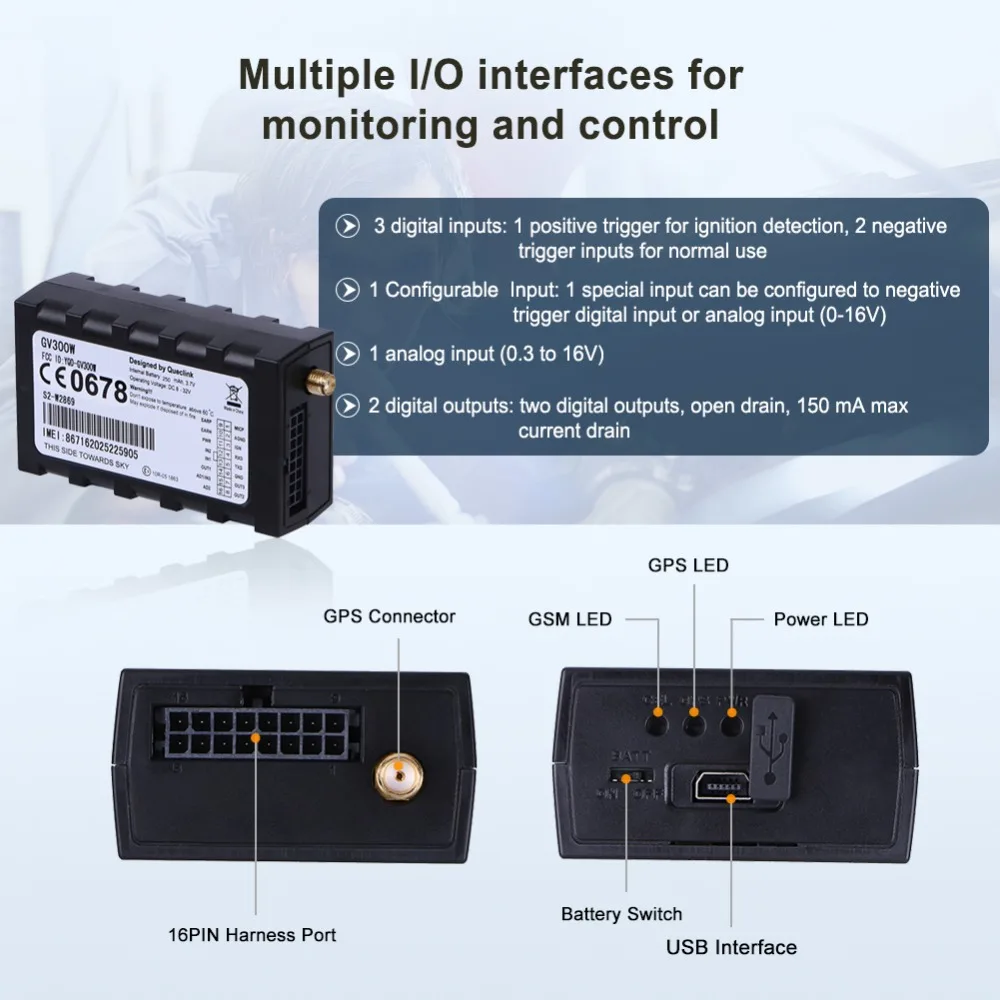 Queclink GV300W автомобиля gps трекер 3g Localizador автомобильный gps-трекер Rastreador Veicular Vehiculo WCDM отслеживания устройства 250 мАч